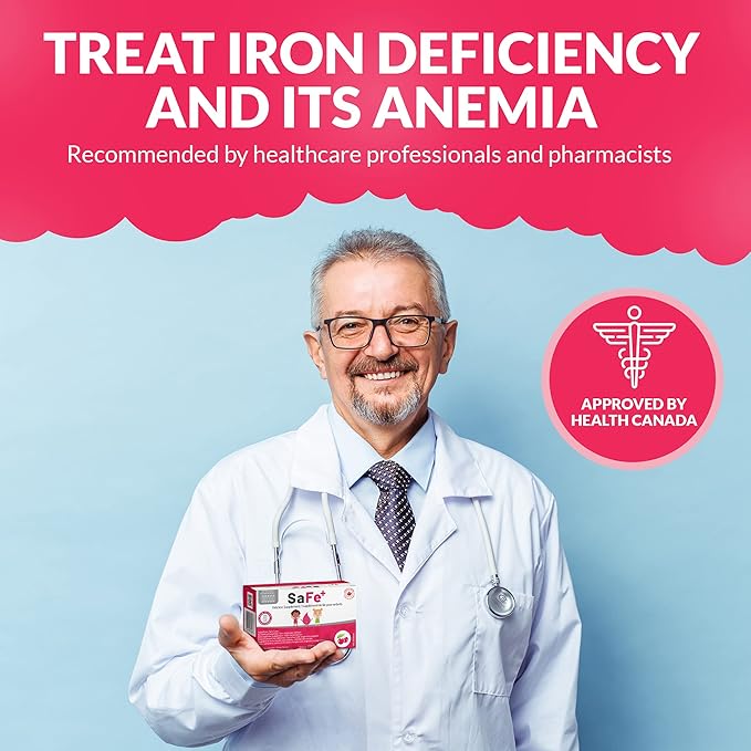 SaFe+ Liquid Iron for Children | Great Tasting Cherry Flavor | Easy to Use 20mg/2mL Iron per ampule | 30 Unit-Doses (2 ml Each) I Sugar Free & Allergen Free I Maintain Physical & Mental Wellbeing