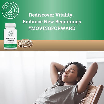 Adaptogen Complex Calmness, Energy and Vitality Booster - Ashwagandha, Schisandra, Astragalus, Ginseng, Rhodiola, and More - Promotes Balance, Focus, and Overall Well-Being - 60 Ct