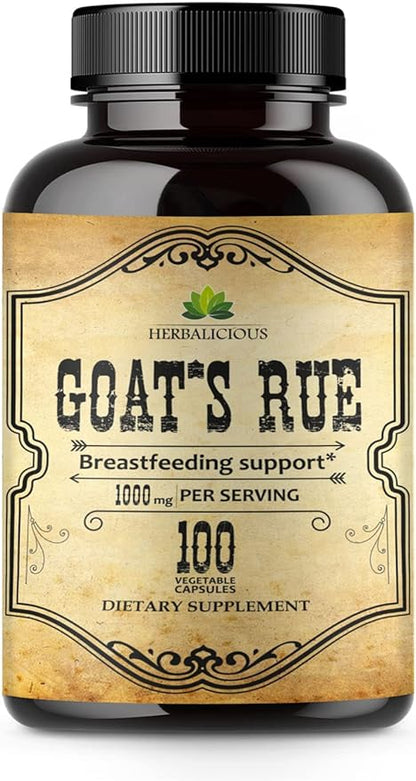 Goat’s Rue Capsules 1000mg - Natural Goats Rue Herbal Supplement - Natural Galega Officinalis for Breast Feeding - Breastmilk Production Food Supplement Support - 100 Caps