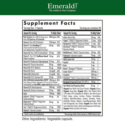 EMERALD LABS Men's 1 Daily Multi - Additive-Free Men's Multivitamin - Includes Lycopene, Zinc, Vitamin D3, & More - Supports Bones, Prostate & Vision* - 60 Vegetable Capsules