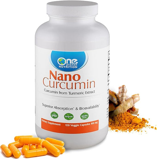Nano Curcumin 100 mg Veggie Capsules (120 Servings), Turmeric Extract, Nano for High Absorption, Supports Overall Health, Non-GMO, Vegan, Gluten-Free