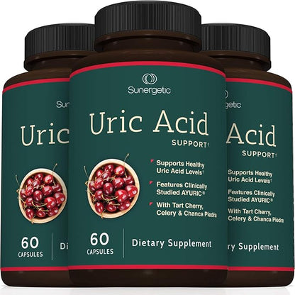Sunergetic Premium Uric Acid Support Supplement – Uric Acid Cleanse & Kidney Support – Includes Tart Cherry, Chanca Piedra, Celery Extract & Turmeric - 60 Capsules