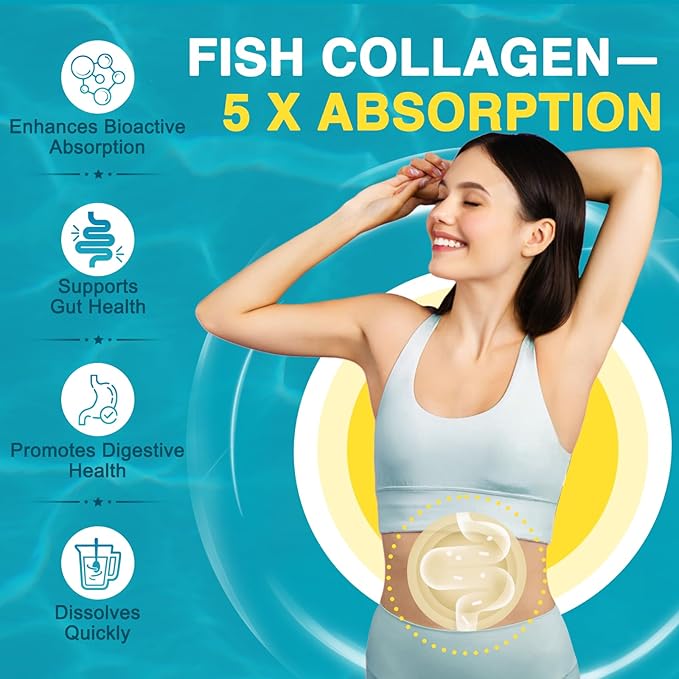 Marine Collagen Peptides Powder with MSM + GC, Multi Type I & III Collagen with Hyaluronic Acid, Vitamin C & E for Skin, Hair & Nails, Wild-Caught Fish, 50 Servings