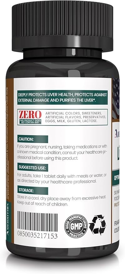 Liver Support Supplement with Milk Thistle Silymarin, Artichoke Extract, Turmeric - Optimal Liver Function and Digestive Health – 60 Tablets