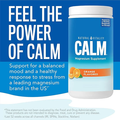 Natural Vitality Calm Magnesium Supplement, Anti-Stress Drink Mix Powder, Gluten Free, Vegan, & Non-GMO, Orange, 8 oz