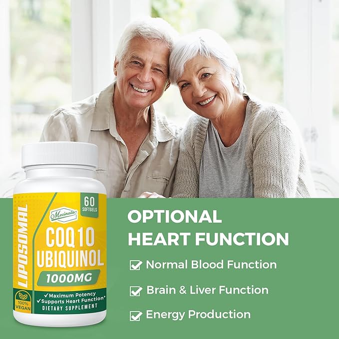 1000mg Liposomal CoQ10 Softgels | Better Absorption CoQ10 Ubiquinol Supplement | Heart Function & Energy Production | Active Antioxidant Form of Vegan Coenzyme Q10 | Non-GMO | 60 Softgels