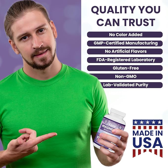 Magnesium Glycinate 400 mg, [120 ct] Maximum Absorption Chelated & Purified Magnesium Supplement Capsules, Magnesium for Sleep, Energy, Muscle, Bone & Joint Support, Non-GMO, 2 Month Supply