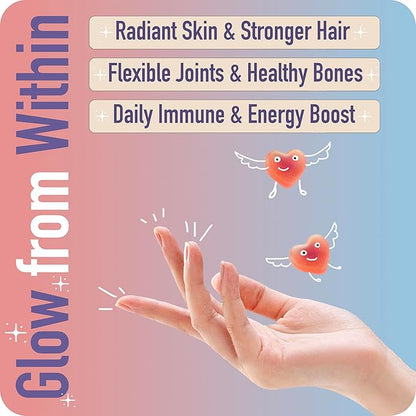 Collagen Peptides Gummies for Women – Biotin, Zinc, Vitamin D3 – 120 Count – Hydrolyzed Collagen Gummy Complex – Hair, Skin & Nails Support – Sugar-Free, Halal, Lactose-Free, Strawberry Cream Flavor