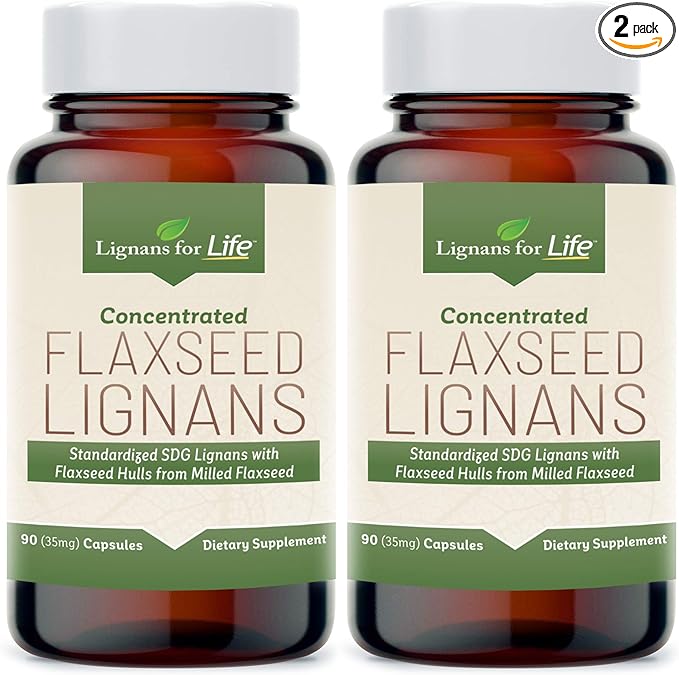 Lignans For Life Flaxseed Lignans for Dogs + SDG - Omega 3 Fatty Acids, High Fiber Antioxidants Helps Improve Shiny Coat, Digestive & Heart Health Lignans, 35mg, 90 Flaxseed Capsules, 2 Pack