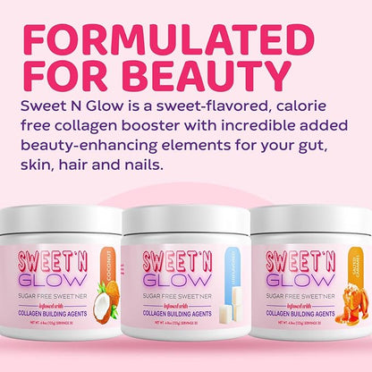 Project Ad Sweet' N Glow Zero Calorie Sugar Free Sweet'Ner with Collagen Building Agents (30 Servings, Coconut)