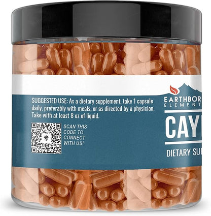 Earthborn Elements Cayenne Pepper & Slippery Elm Bundle (200 Capsules Each) Pure & Undiluted, No Additives