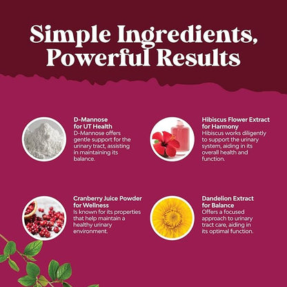 D Mannose with Cranberry Supplement - Potent D Mannose 1000mg Capsules for Kidney Defense Support & Cleanse and Urinary Tract Health for Women & Men - Bladder Health Supplement for Adults - 120 Count