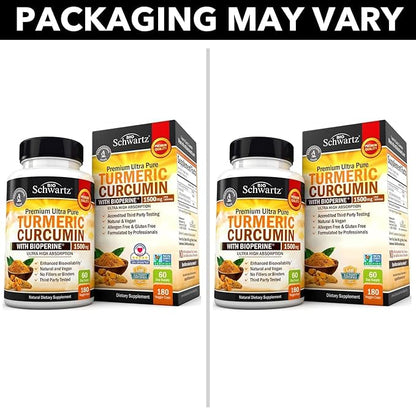40 Billion CFU Daily Probiotic Supplement (2 Month Supply) Plus Turmeric Curcumin with Black Pepper Extract 1500mg Complex (2 Month Supply)