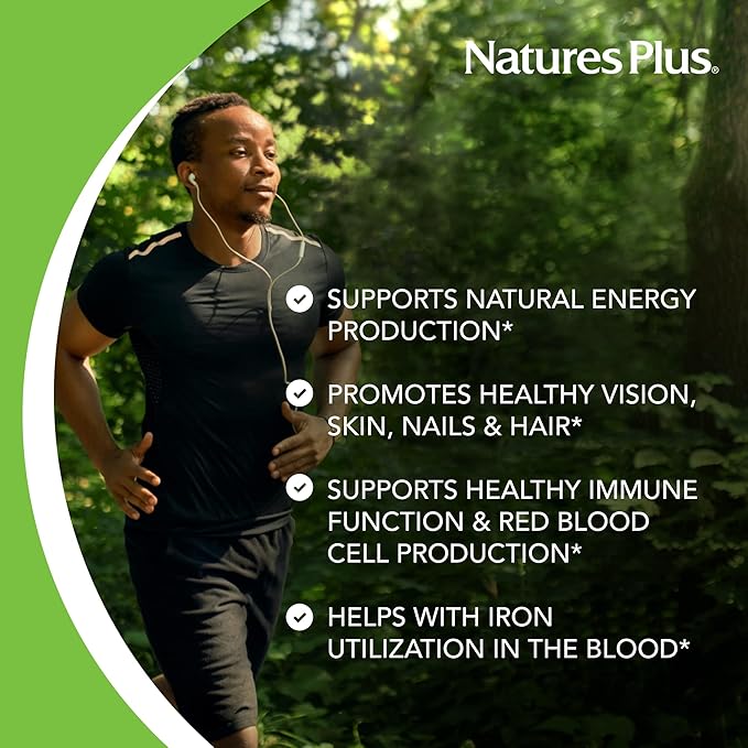 Natures Plus Vitamin B2 (Riboflavin) - 100 mg, 90 Vegetarian Tablets - Natural Energy & Metabolism Booster, Promotes Overall Health - Gluten-Free - 90 Servings