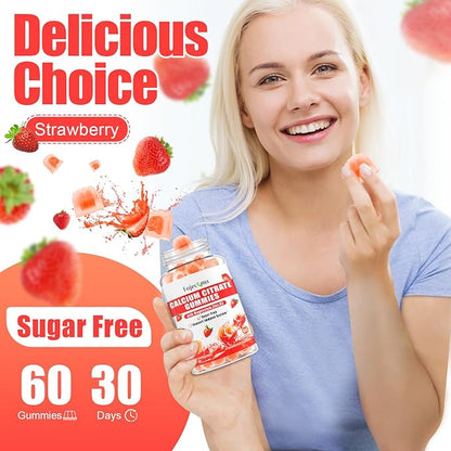 Calcium Citrate Gummies for Women Men: 1200 Calcium Magnesium Zinc with Vitamin D3 B6 Supplement for Adult - Vegan High Absorption Chewable Gummy Sugar Free(120Count)