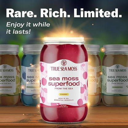 TrueSeaMoss Sea Moss Gel – Made in USA – Wildcrafted Seamoss, Fresh Fruits & Sea Vegetables – Cherry, Pack of 1 (Labels may Vary)