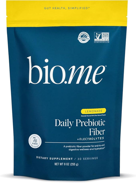 Daily Prebiotic Fiber Lemonade with Electrolytes - 7g Per Serving - Soluble Fiber Supplement Powder for Women & Men - Digestive Health, Gut Health & Hydration - Sugar Free - 30 Servings