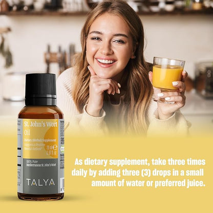 St. John's Wort Oil 20 ML - Hypericum Perforatum - Macerated Extraction - Positive Mood and Emotional Balance - Dietary Supplement - for Intensive Care Face, Body, Skin, Hair, Massage