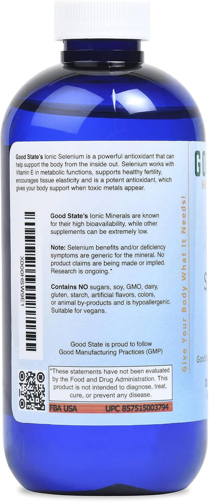 Good State | Liquid Ionic Selenium | Superior Cellular Absorption | Boosts Immune System | Helps Break Down and Reduce Toxic Metals | 96 Servings | 8 fl oz