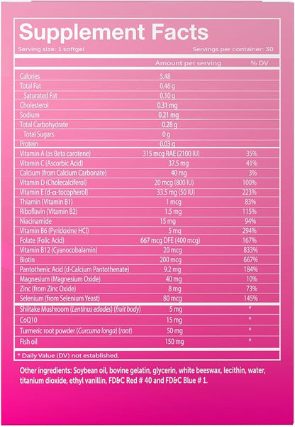 Vivioptal Women, 30 Capsules, CoQ10 & Omega-3, Multivitamin & Multimineral, Gluten Free, German Formula