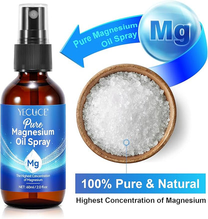 Pure Magnesium Oil Spray,100% Pure & Natural Organic Magnesium Oil Spray, Easy to Use(4 Fl.Oz Set)