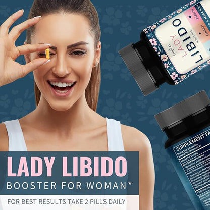 Lady Libido Supplement for Women Support Mood, Drive & Energy, with Hornygoatweed & Maca Root | Female Libido Booster for Women | Hormone Balance Pills to Relieve Stress & Reduce Dryness - 60 Capsules