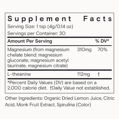 Moon Juice - Magnesi-Om, Blue Lemon - Jar (30 Servings) - Support Brain Health & Rest - Magnesium Powder - L-Theanine - Regularity - Glass Bottle - 100% Traceable - Vegan & Non GMO - 4.2oz
