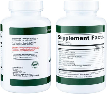 M.D. Vascular - Expert Formulated Supplement - Vascular & Overall Wellness Goals - Proper Flow, Numbers, Balance - Powerful Garlic, Ginger, L-Arginine, Pomegranate - 120 Capsules (Pack of 3)