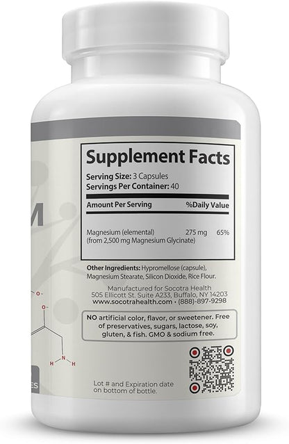 Magnesium Glycinate - High Absorption Magnesium Supplement for Sleep, Relaxation - Chelated - Gluten Free - 120 Vegan Capsules