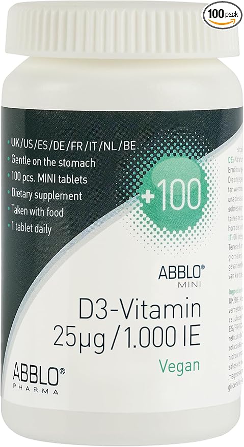ABBLO Vegan D3-Vitamin 1000iu (25 mcg) 100 Days of Supply for Immune Support