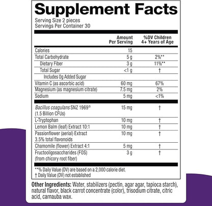 Biostime Kids Sleep Fruity Bites (Ages 4+) | Includes Probiotics| Calm magnesium gummies for kids | Melatonin Free calm gummies for Sleep aid | No added sugar | 60 Count