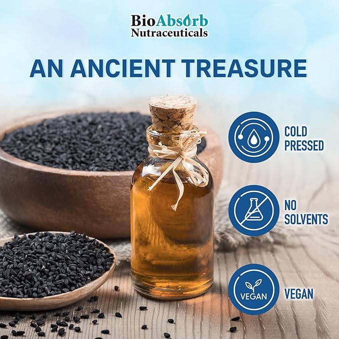 Bio Absorb Black Seed Oil Capsules, 82-Day Supply, Cold Pressed Pure Black Cumin Seed Oil (Nigella Sativa) (330 softgels, 500mg)