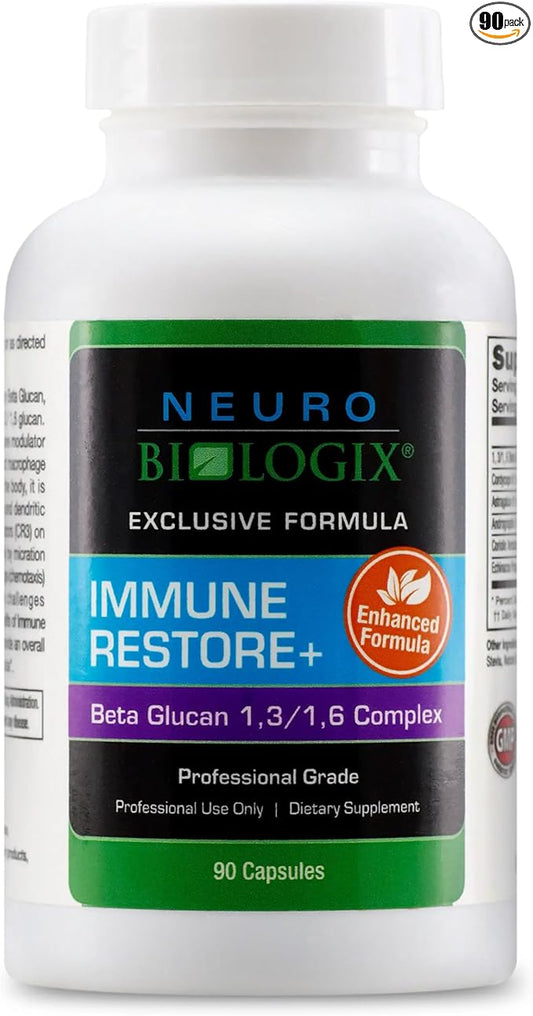 Immune Restore+ - Contains Beta Glucan 1,3/1,6 Complex & Herbal Extracts for Immune Support - Supports T-Cell & Macrophage Activity - With Cordyceps, Astragalus, Turkey Tail & Echinacea - 90 Capsules