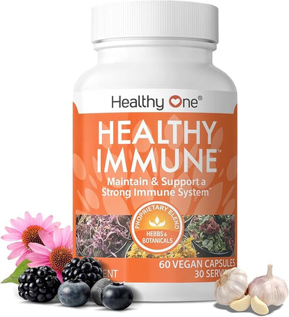 Healthy Immune - Boost Immune Response - Cold - Flu - Illness - Sickness - Virus - Antioxidants - Free Radicals - Builds Immunity - Elderberry - Echinacea - Vitamin C - Zinc - Garlic - 60 Count