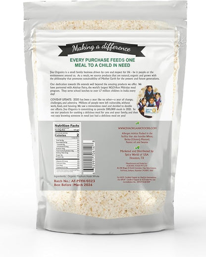 Jiva USDA Organic Whole Husk Psyllium (Isabgol) 12 Ounce