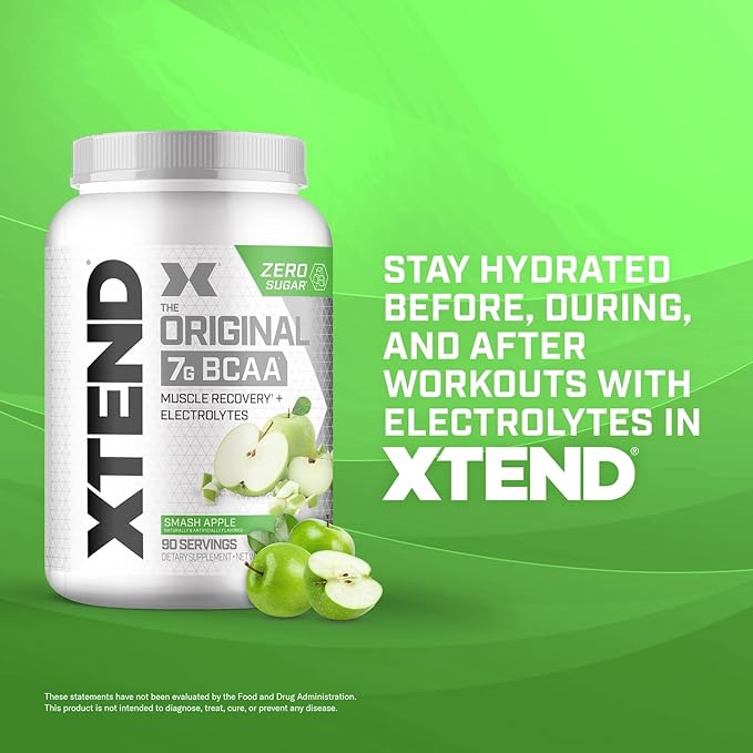 XTEND Original BCAA Powder 7g BCAA and 2.5g L-Glutamine, Sugar Free Post Workout Muscle Recovery Drink with Amino Acids for Men & Women, 90 Servings