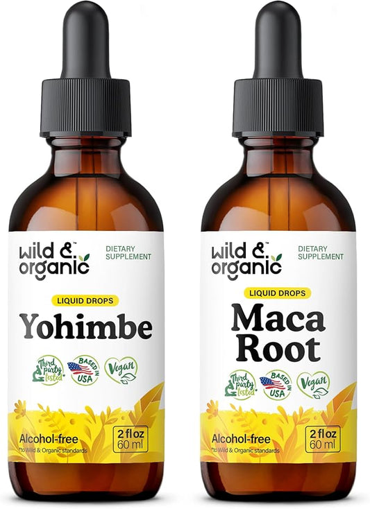 Wild & Organic Yohimbe Tincture 2 fl oz & Maca Root Tincture 2 fl oz