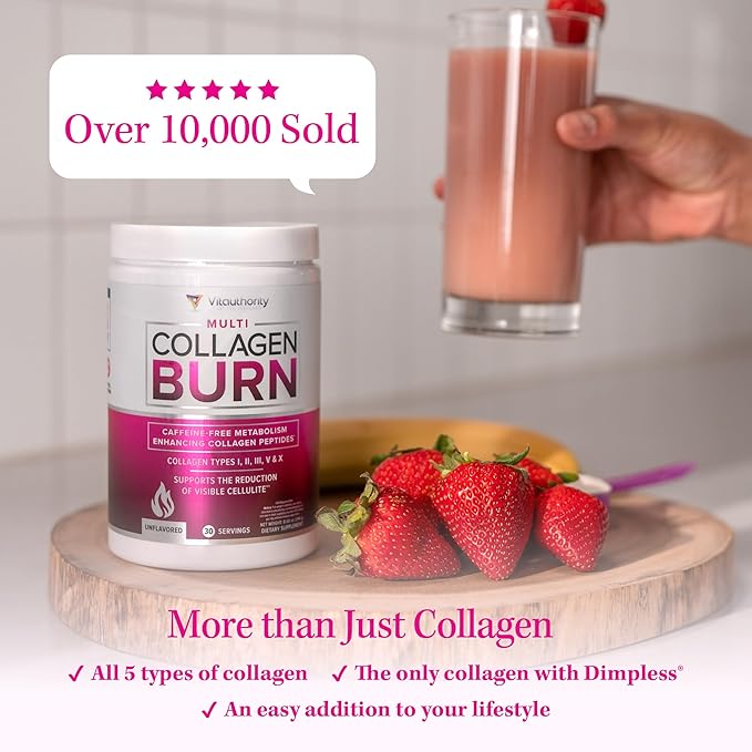Vitauthority Collagen Peptides Powder Weight Loss Supplements | Hydrolyzed Beauty Complex for Women, Hair Skin Nails | Fat Burning Support | Chocolate Flavored 25 Servings