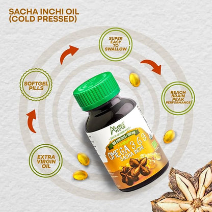Organic Source of omegas 3, 6 and 9 l Sacha Inchi Oil softgel Capsules l 100 x 500 mg Pills l Healthier Essential Fatty Acids Source l Non GMO and Gluten Free l Amazon Andes