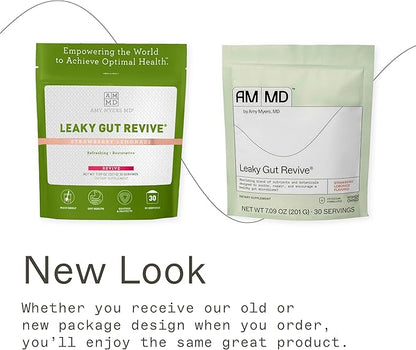 Amy Myers MD Leaky Gut Revive Powder for Gut Repair -L Glutamine, Slippery Elm -Supports Constipation, Diarrhea, Bloating, Heartburn, SIBO -Licorice & Marshmallow Root -Strawberry Lemonade- 7.09 Oz