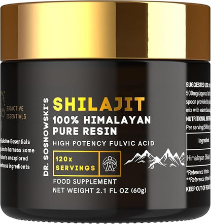 Dr Sosnowski's BioActive Shilajit Resin 60g | 120 Servings | High Potency Fulvic Acid