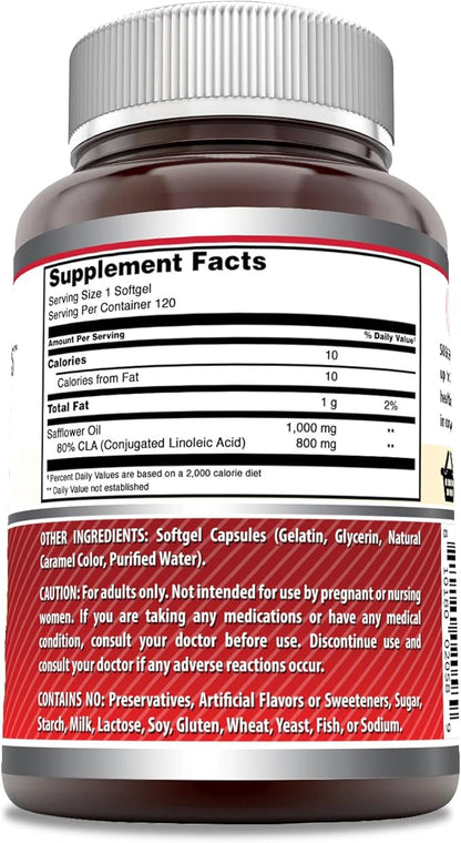 Amazing Formulas CLA 1000mg 120 Softgels Supplements | Conjugated Linoleic Acid | Non-GMO | Gluten Free