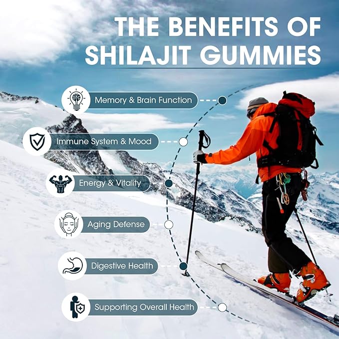 Himalayan Shilajit Gummies with 85+ Trace Minerals & Fulvic Acid for Energy, Immune, Cognitive Support High Potency Pure Natural Shilajit Supplement for Men & Women 60 Gummies (2 Packs)