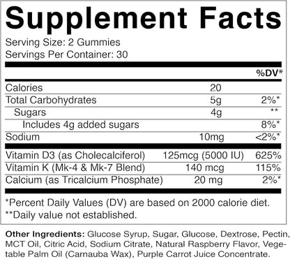 Vitamatic Vitamin D3 + K2 Gummies – 60 Count | Supports Bone, Heart & Immune Health – Promotes Calcium Absorption – Plant-Based, Non-GMO, Gluten-Free