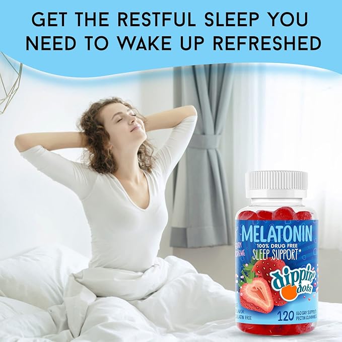 Melatonin Sleep Support Gummies (60 Count) Strawberry Sunset Creme Flavor Chews | 2.5mg Per Gummy Sleep Supplement for Children and Adults | Supplement for Faster Faster & Longer Sleep