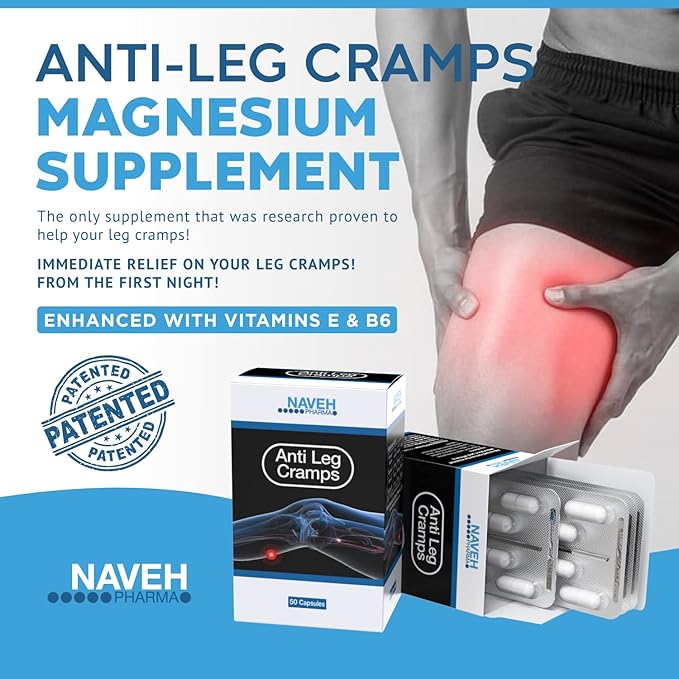MAGNOX Anti-Leg Cramps Magnesium Supplement for Muscle Cramps -190mg Magnesium for Leg Cramps at Night, High Absorption Magnesium for Nocturnal Leg & Feet Cramps with Vitamin E and B6 (50 caps)