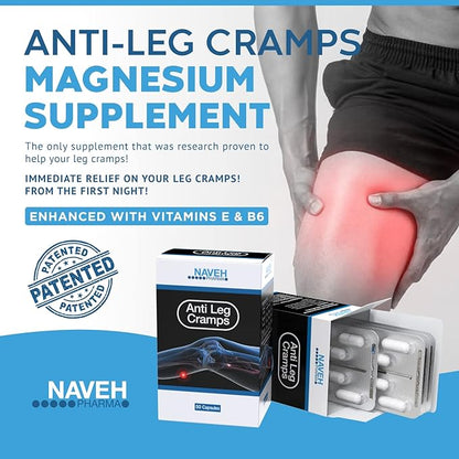 MAGNOX Anti-Leg Cramps Magnesium Supplement for Muscle Cramps -190mg Magnesium for Leg Cramps at Night, High Absorption Magnesium for Nocturnal Leg & Feet Cramps with Vitamin E and B6 (50 caps)
