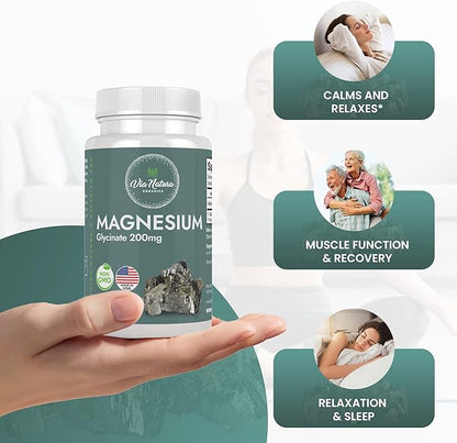 Magnesium Glycinate 200 mg | Gluten Free | Non-GMO | 60 Tables by Via Natura Organics