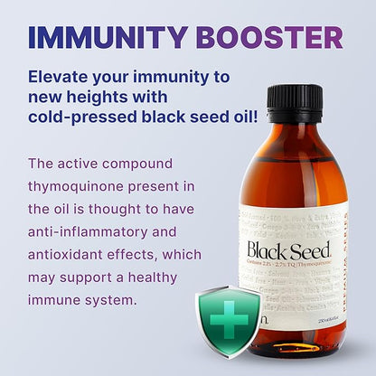 adalin Black Seed Oil Liquid 16.8 fl oz | Nigella Sativa Seed Oil | High Thymoquinone | Cold Pressed | Glass Bottle | Blackseed | Vegan | Gluten Free