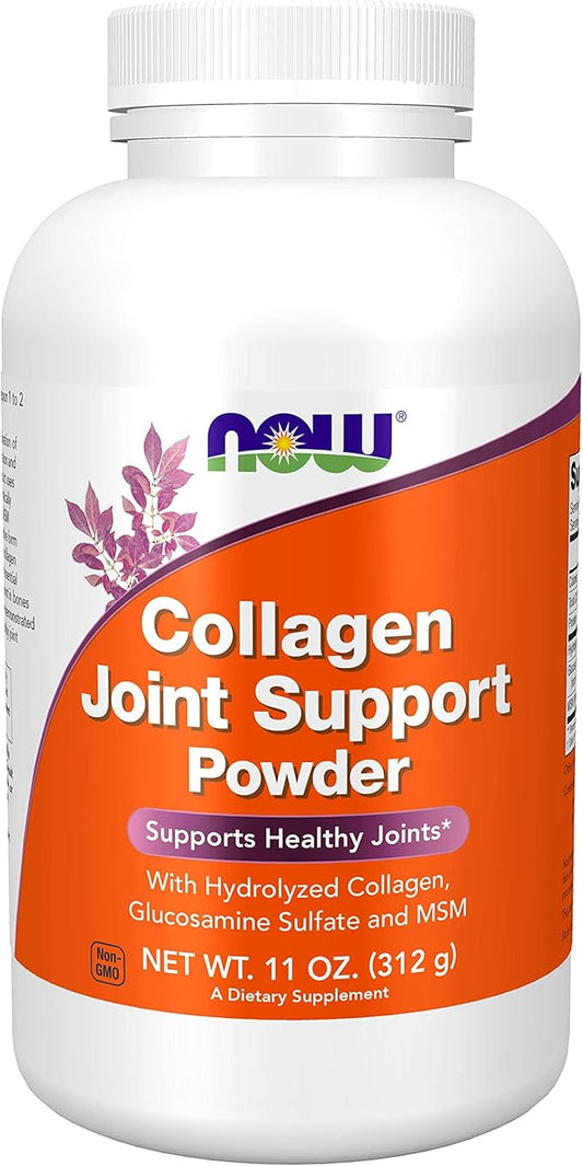 NOW Foods Supplements, Collagen Joint Support™ Powder with Beef Gelatin, Glucosamine Sulfate and MSM, 11-Ounce